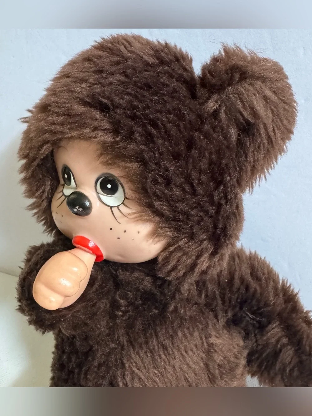 Vintage Monchhichi Style Thumb Sucking Monkey Doll Plush Rubber Face 10